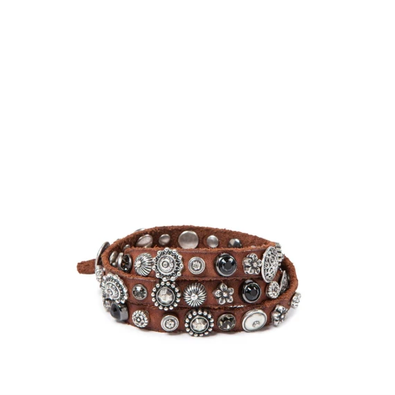bracciale triplo giro in pelle cognac