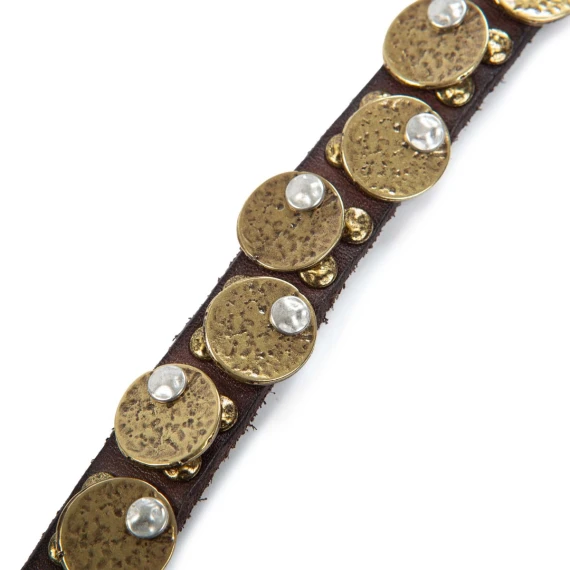bracciale medaglie in pelle nera