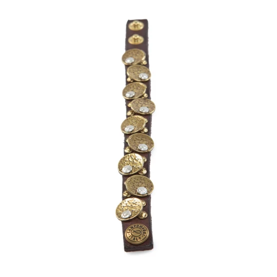 bracciale medaglie in pelle nera