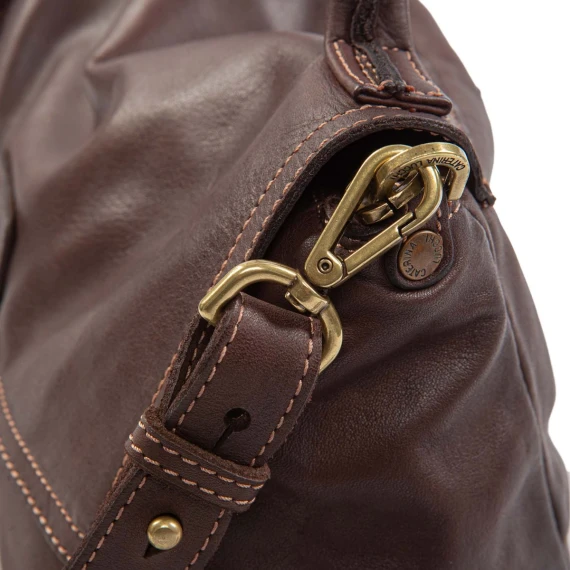 borsa con patta in pelle testa di moro