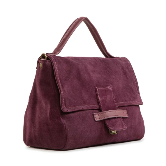 borsa MARIA con patta in camoscio prugna