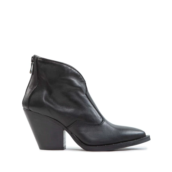 texano con scollo V in pelle nera