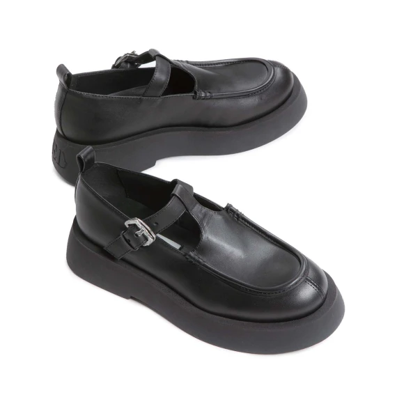 bebe platform in pelle nera