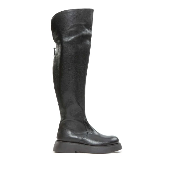 stivali cuissard in pelle nera