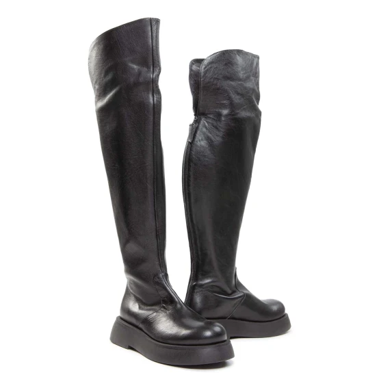 stivali cuissard in pelle nera