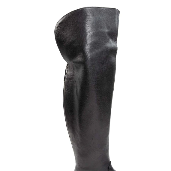 stivali cuissard in pelle nera