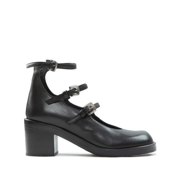 bebe con tre fibbie in pelle nera