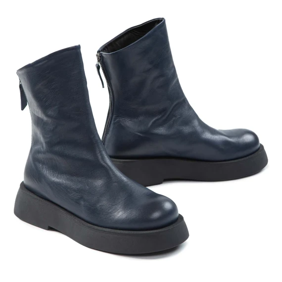 biker platform in pelle blu