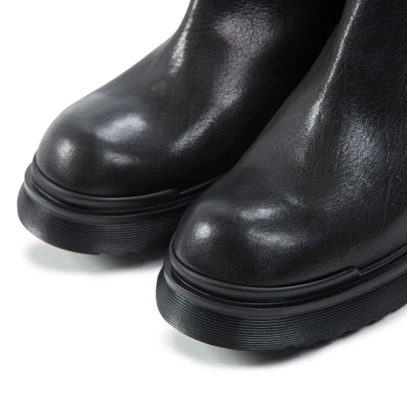 biker asimmetrico in pelle nera