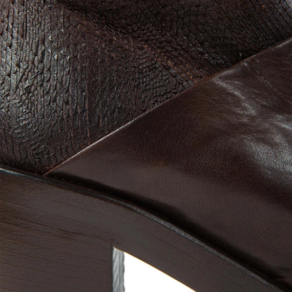 tronchetti bimateriale in pelle castagna