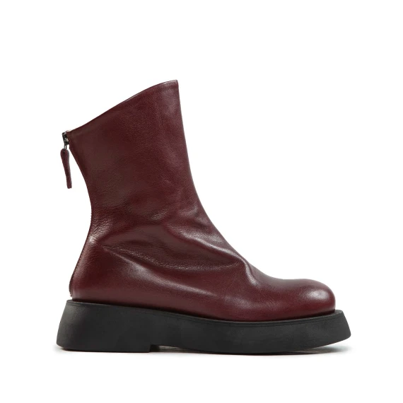 biker con cerniera posteriore in pelle bordeaux