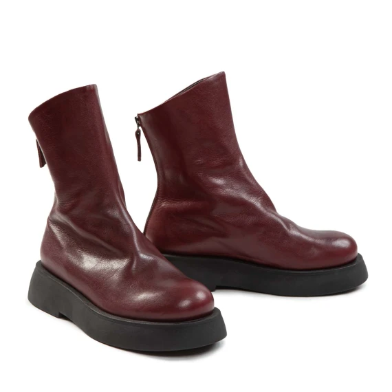 biker con cerniera posteriore in pelle bordeaux