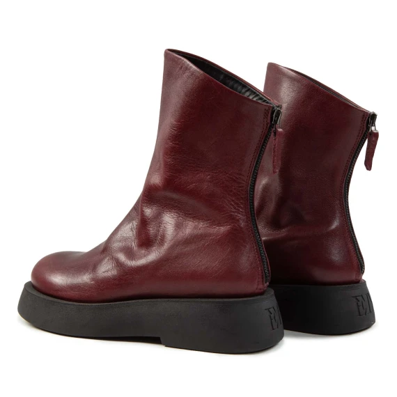 biker con cerniera posteriore in pelle bordeaux