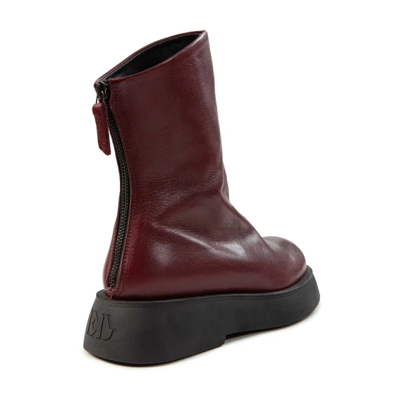 biker con cerniera posteriore in pelle bordeaux