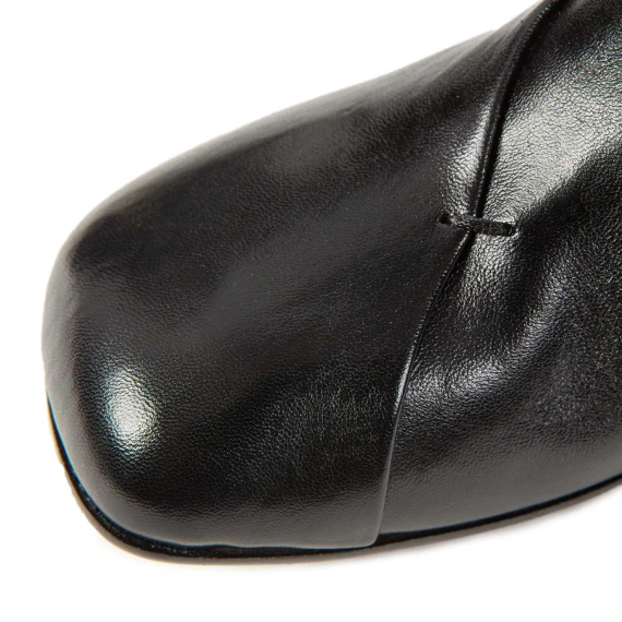 tronchetti con mezzo tacco tondo in pelle nera