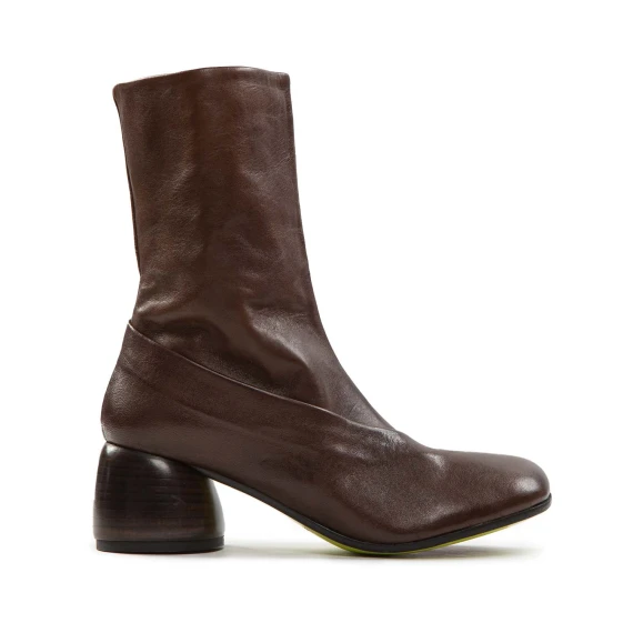 tronchetto con mezzo tacco in pelle castagna