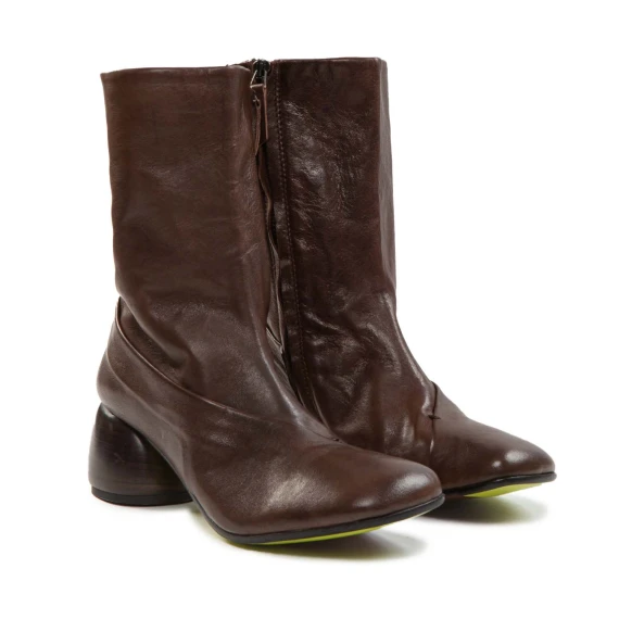 tronchetto con mezzo tacco in pelle castagna