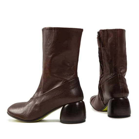 tronchetto con mezzo tacco in pelle castagna