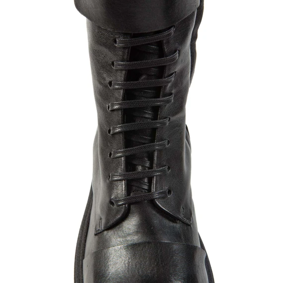 stivali anfibi in pelle nera