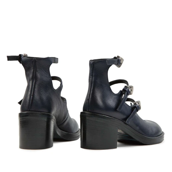 bebe con fibbie in pelle blu