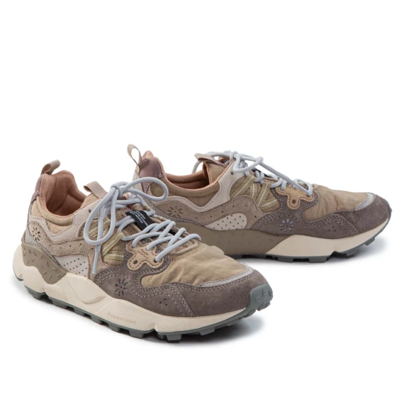 sneakers YAMANO con inserti in camoscio grigio