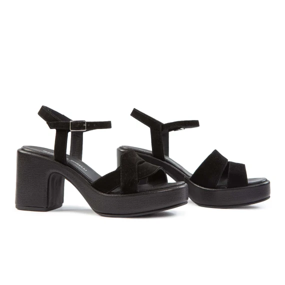 sandali incrocio in camoscio nero