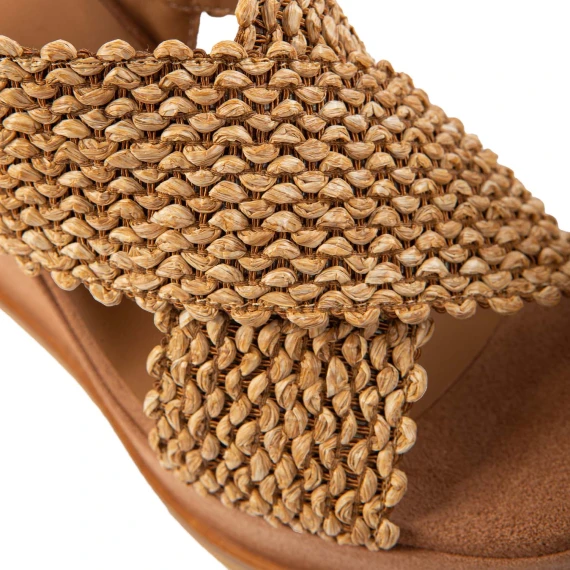 zeppa alta incrocio raffia beige