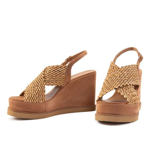 zeppa alta incrocio raffia beige