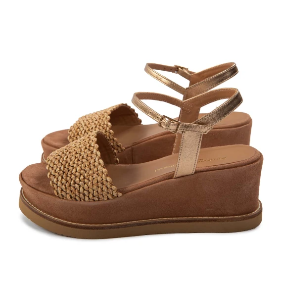 zeppa bassa raffia cuoio