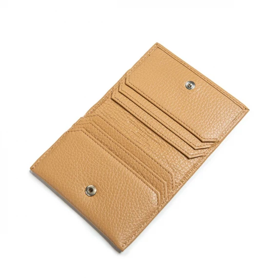 portacarte in pelle beige