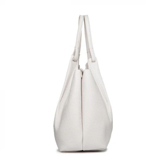 shopper DUA large in pelle bianca