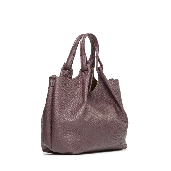 shopper DUA media in pelle plum