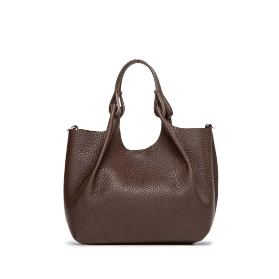 shopper DUA media in pelle marrone