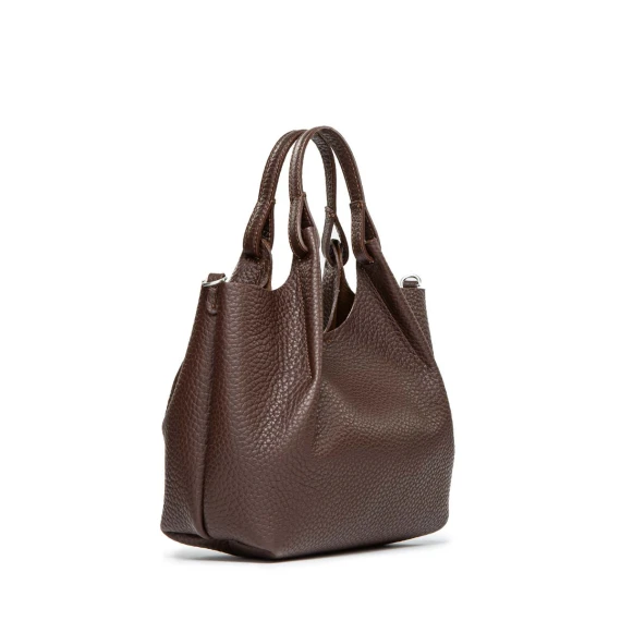 shopper DUA media in pelle marrone