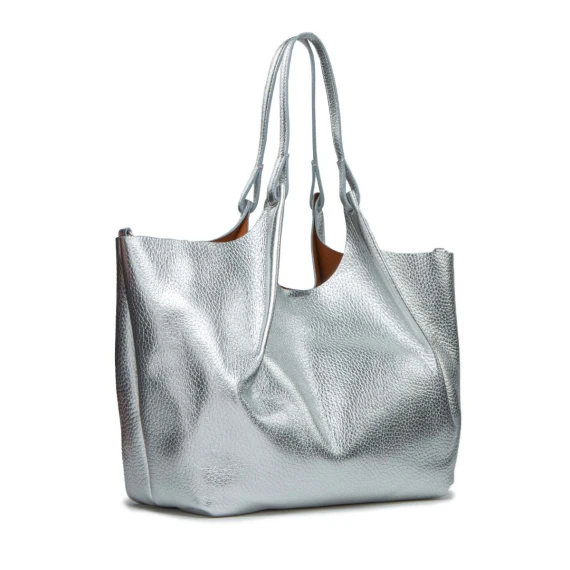 shopper DUA large in pelle argento