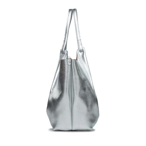 shopper DUA large in pelle argento