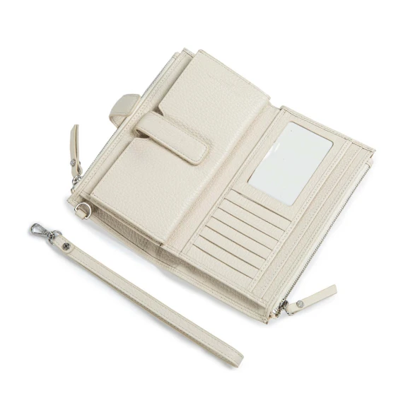 clutch portafogli in pelle bianca