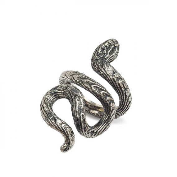 anello con serpente in argento