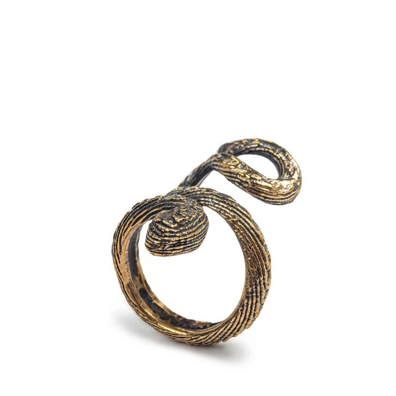 anello con serpente in bronzo