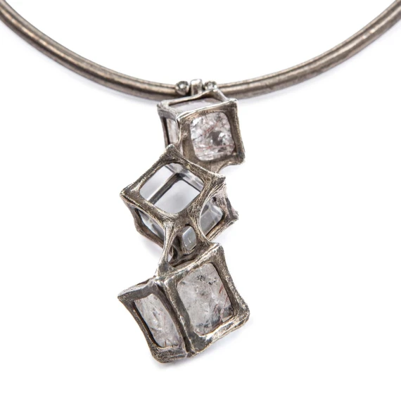 collana FLUSSO in titanio argento e diamanti