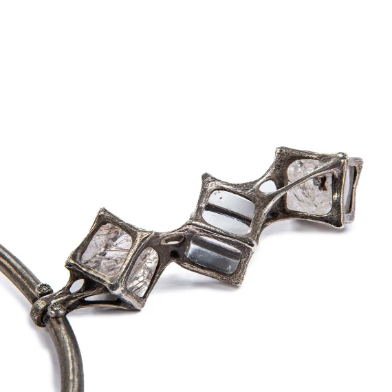 collana FLUSSO in titanio argento e diamanti