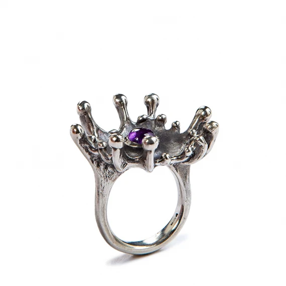anello SPLASH in argento e ametista naturale