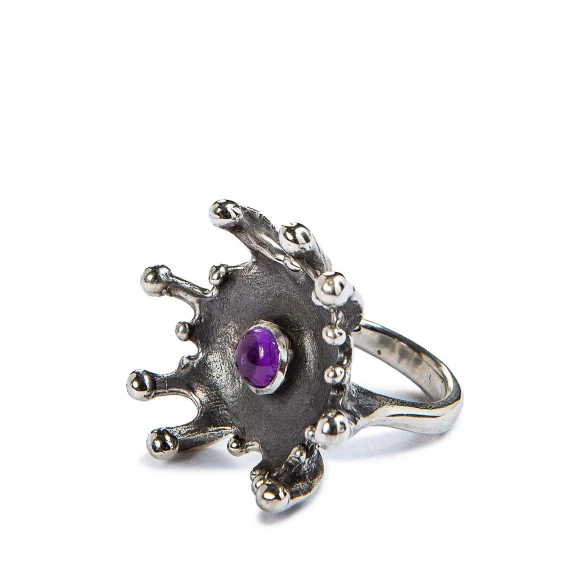 anello SPLASH in argento e ametista naturale