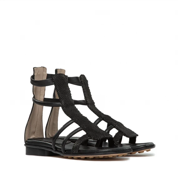 sandali Gladietor in pelle nera