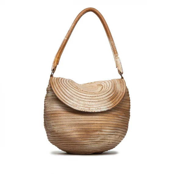 shopping bag in pelle beige