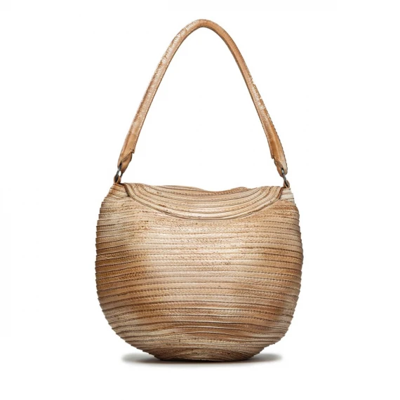 shopping bag in pelle beige