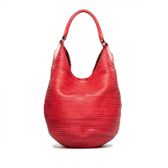 shopping bag in pelle rossa