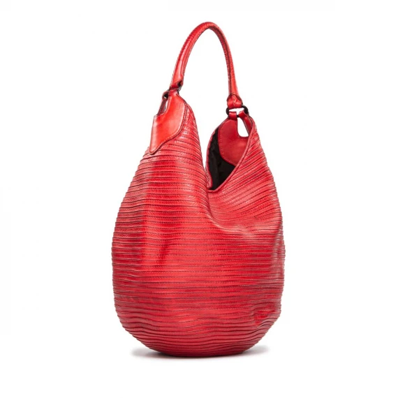 shopping bag in pelle rossa