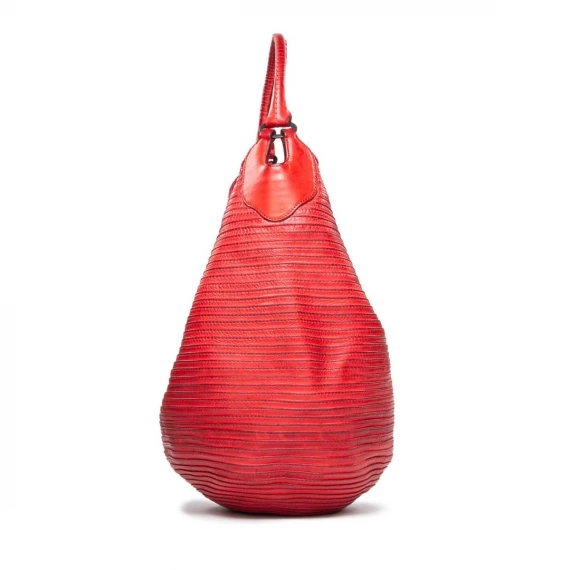 shopping bag in pelle rossa