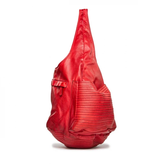 shopping bag in pelle rossa
